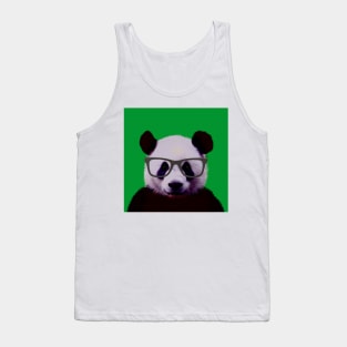 Geeky Nerd Panda in Green Background - Print / Home Decor / Wall Art / Poster / Gift / Birthday / Panda Lover Gift / Animal print Tank Top